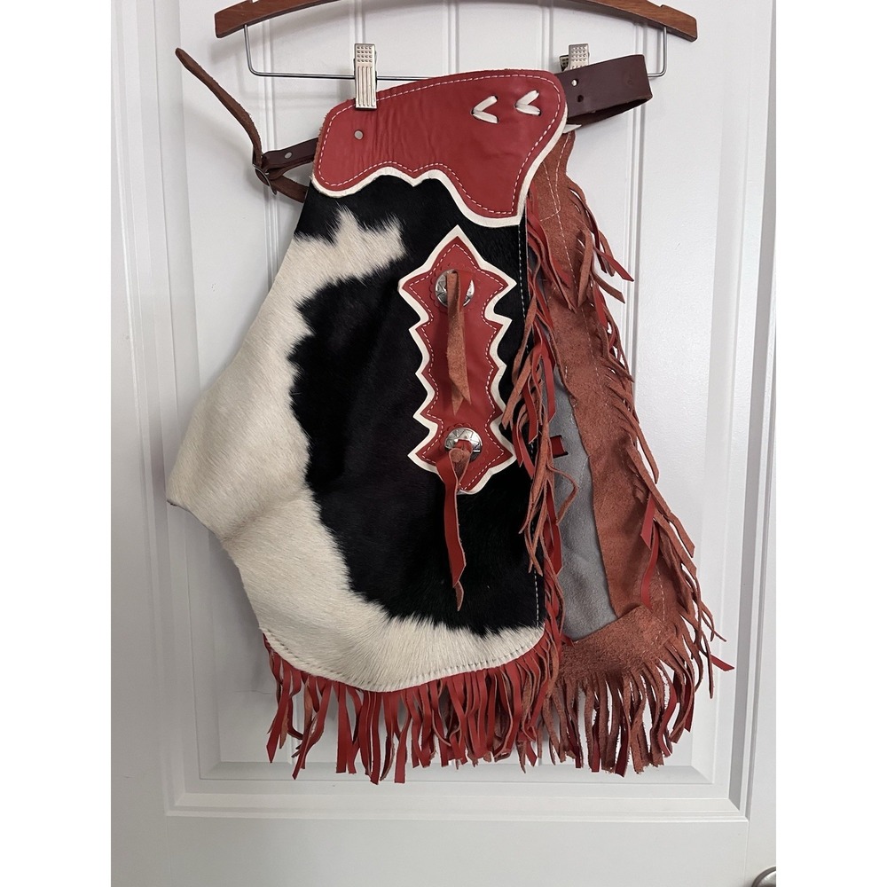 Custom Made Leather Kid's Chinks Hair On Cowhide Kid's Chaps Made in USA